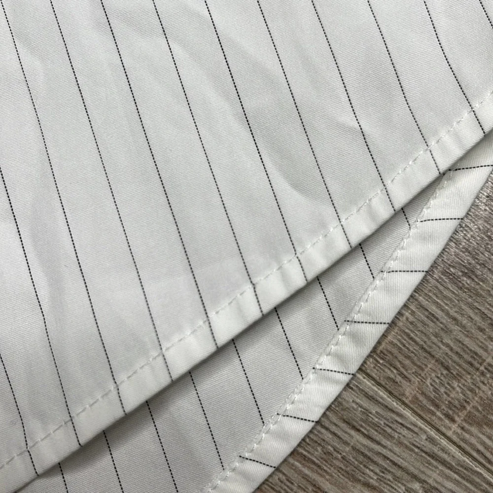 THEORY Doherty Black White Porter Stripe Button Front Off Shoulder Womens Medium - Picture 7 of 10